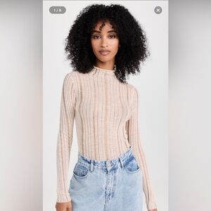 Cult Gaia Skivy Knit Top XL Cream Ivory Ribbed Knit